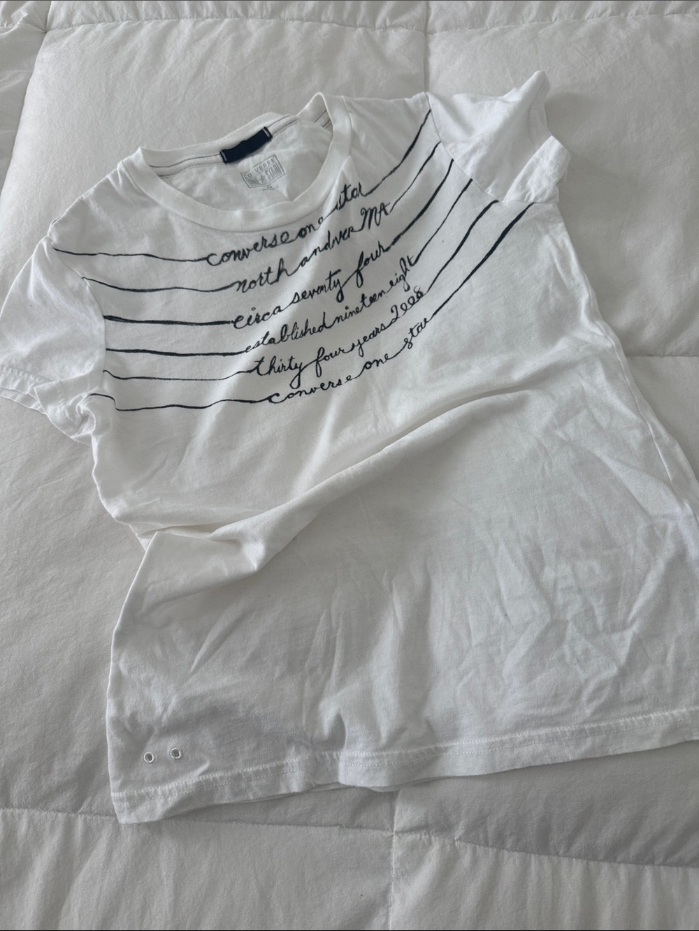 Converse One-Star White Short Sleeve Tee with Black Script